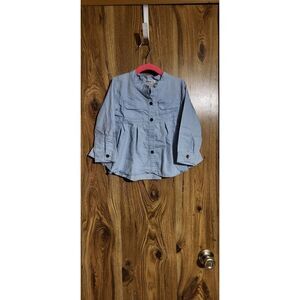 Bobora denim peplum button-down blouse